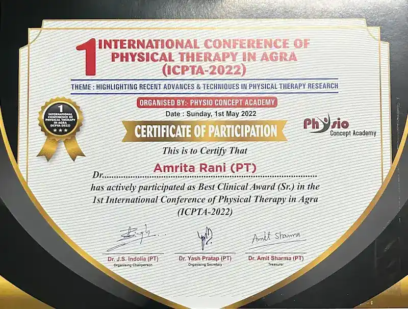 Dr. Amrita Rani professional certificate 2