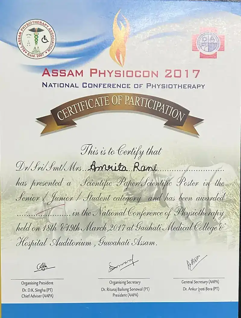 Dr. Amrita Rani professional certificate 4