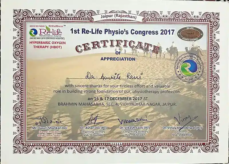 Dr. Amrita Rani professional certificate 5