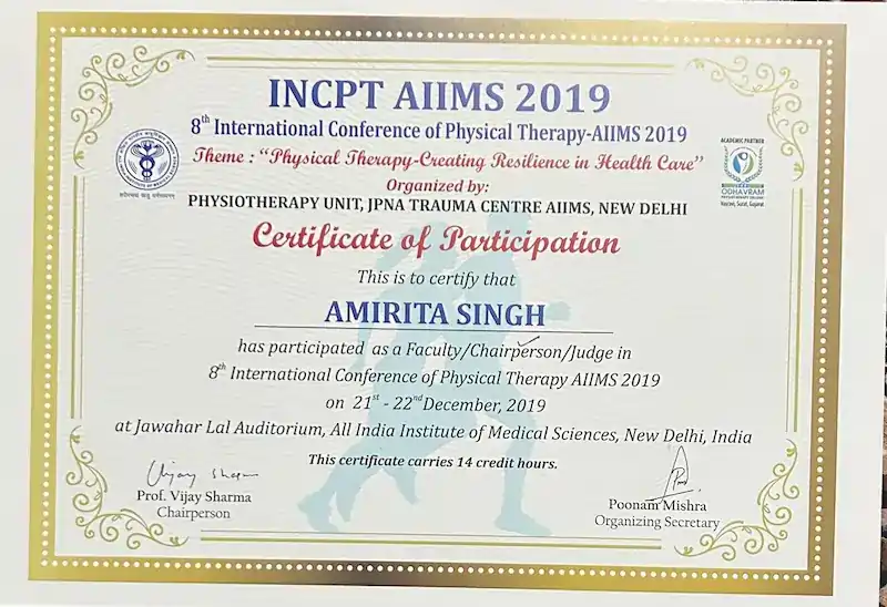 Dr. Amrita Rani professional certificate 6