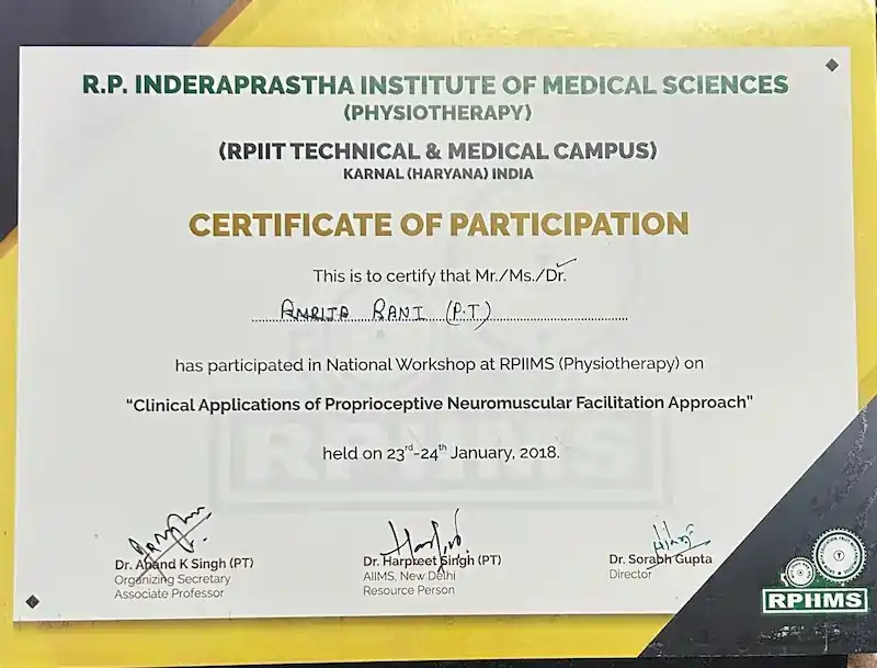 Dr. Amrita Rani professional certificate 7