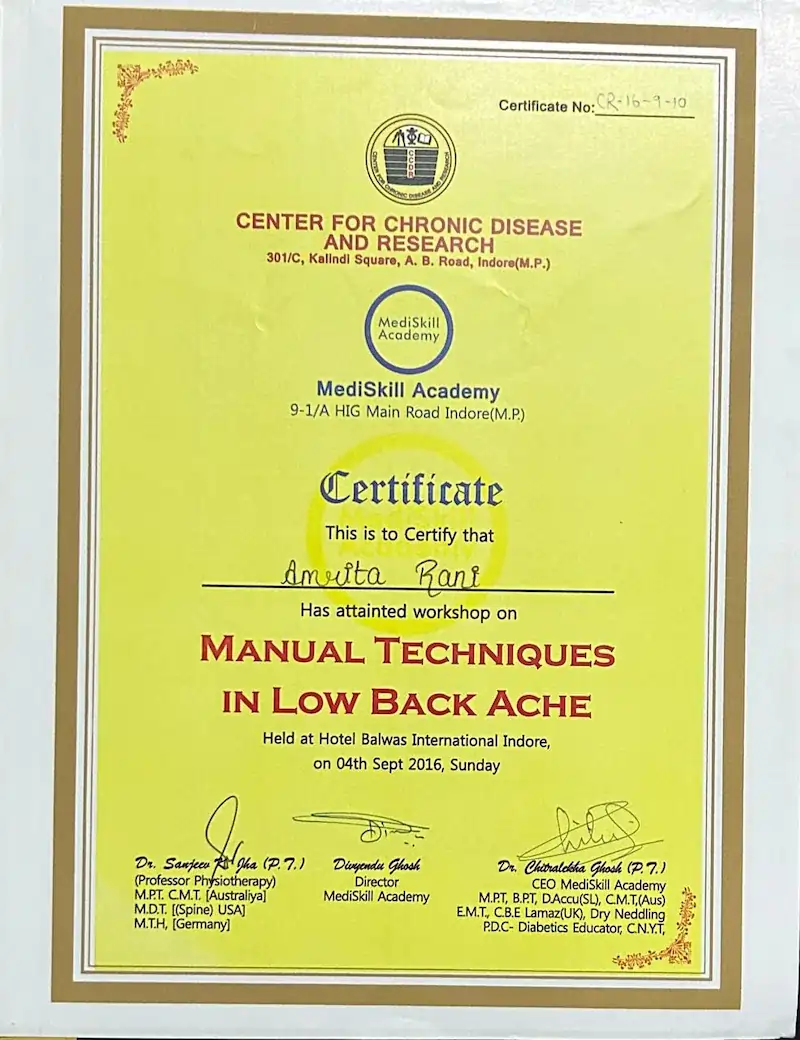 Dr. Amrita Rani professional certificate 9