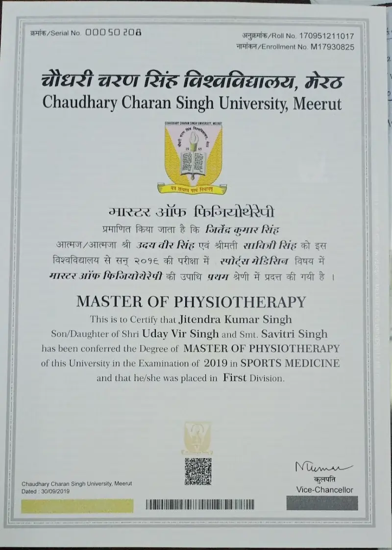 Dr. Jitendra Kumar Singh qualification certificate 1
