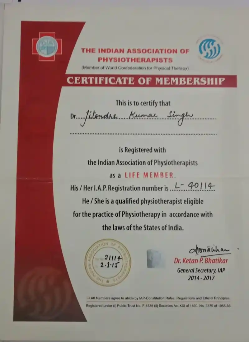 Dr. Jitendra Kumar Singh professional certificate 1