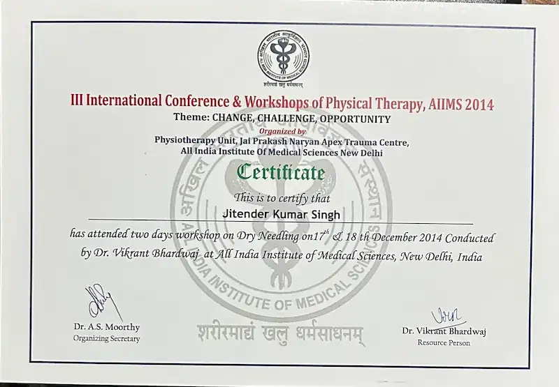 Dr. Jitendra Kumar Singh professional certificate 11