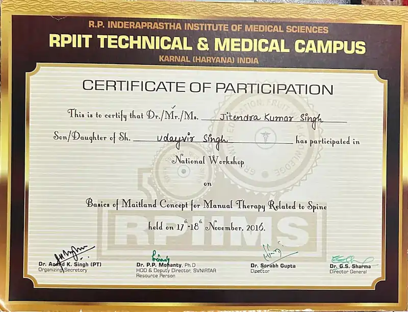 Dr. Jitendra Kumar Singh professional certificate 14