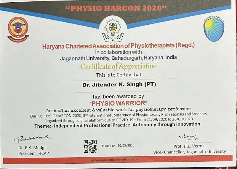 Dr. Jitendra Kumar Singh professional certificate 6